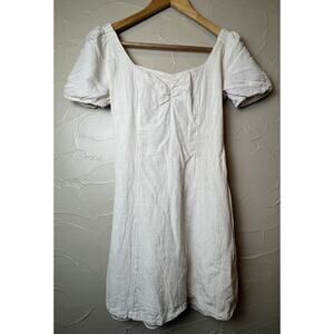 Japna women's Linen Smocked Peasant Dress Sz XS Beige Milkmaid Coquette